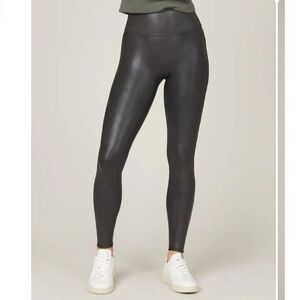 Spanx Faux Leather Leggings Black Size M Gray | High Rise Slimming Shaping